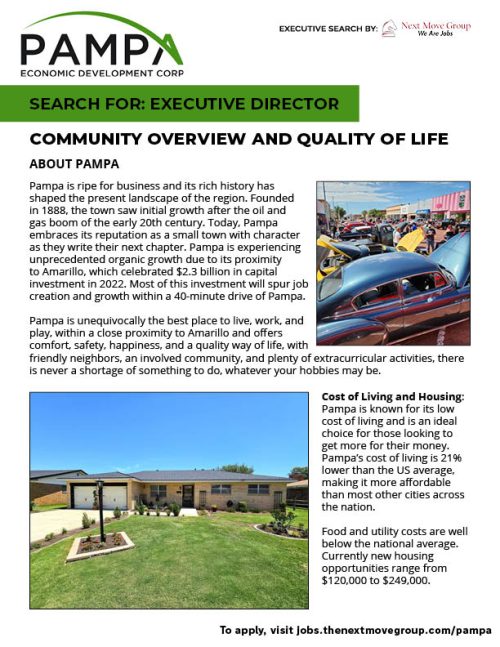 Pampa, TX, Job Profile Next Move Group Jobs Board